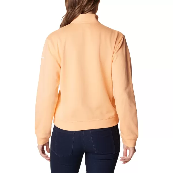 imageColumbia Womens Trek French Terry Half ZipPeachWild Geranium Stacked Logo