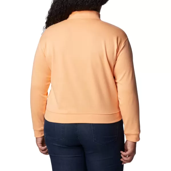 imageColumbia Womens Trek French Terry Half ZipPeachWild Geranium Stacked Logo