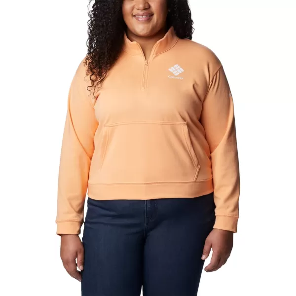 imageColumbia Womens Trek French Terry Half ZipPeachWild Geranium Stacked Logo