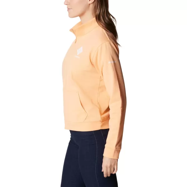 imageColumbia Womens Trek French Terry Half ZipPeachWild Geranium Stacked Logo