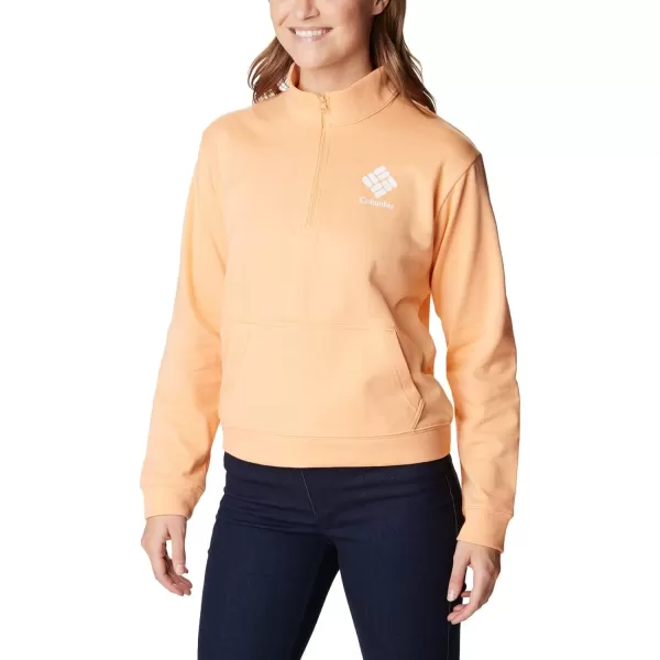 imageColumbia Womens Trek French Terry Half ZipPeachWild Geranium Stacked Logo