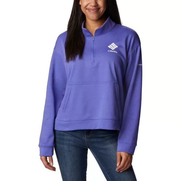 imageColumbia Womens Trek French Terry Half ZipPurple LotusPurple Tint Stacked Logo