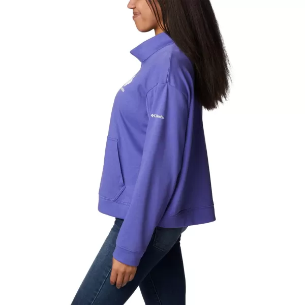 imageColumbia Womens Trek French Terry Half ZipPurple LotusPurple Tint Stacked Logo