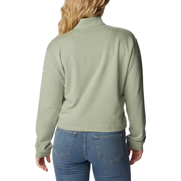 imageColumbia Womens Trek French Terry Half ZipSafariWhite Csc Stacked Logo