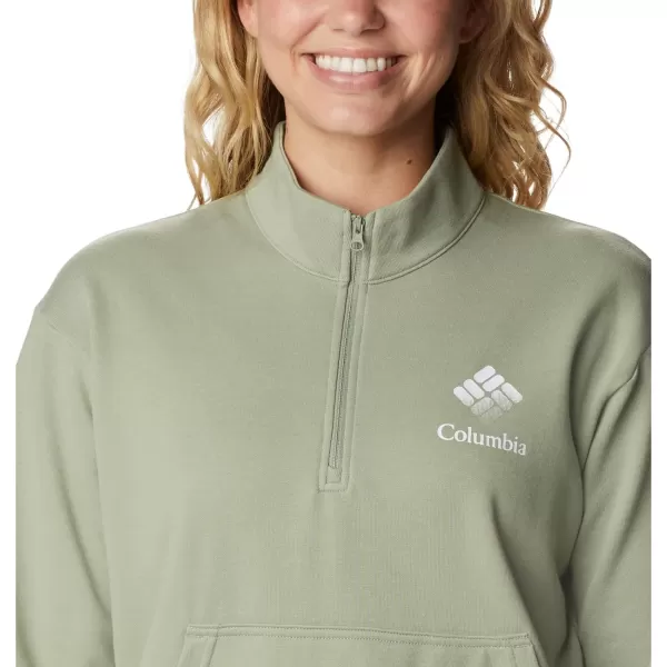 imageColumbia Womens Trek French Terry Half ZipSafariWhite Csc Stacked Logo