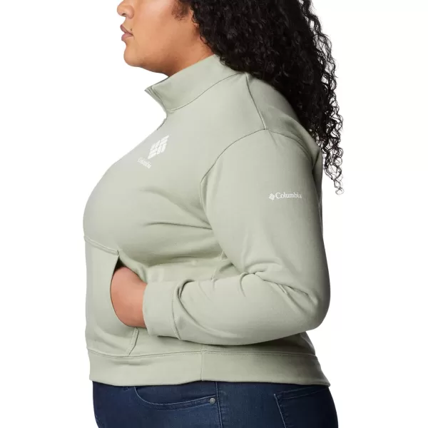 imageColumbia Womens Trek French Terry Half ZipSafariWhite Csc Stacked Logo