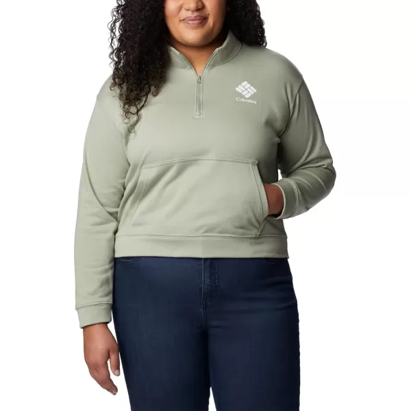 imageColumbia Womens Trek French Terry Half ZipSafariWhite Csc Stacked Logo
