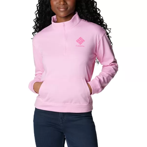 imageColumbia Womens Trek French Terry Half ZipWild RoseWld Grnm Csc Stacked Logo