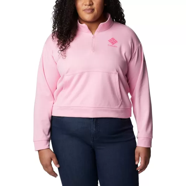 imageColumbia Womens Trek French Terry Half ZipWild RoseWld Grnm Csc Stacked Logo