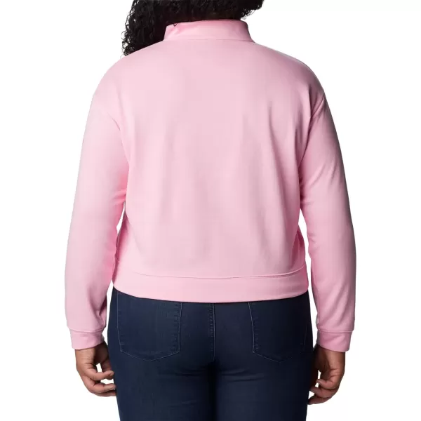 imageColumbia Womens Trek French Terry Half ZipWild RoseWld Grnm Csc Stacked Logo