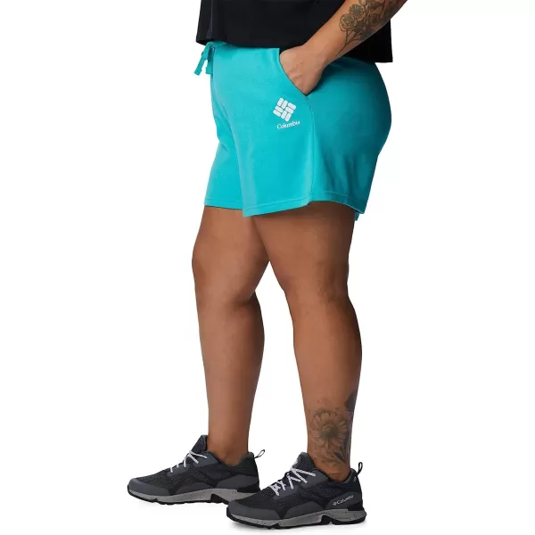 imageColumbia Womens Trek French Terry ShortBright AquaWhite Csc Stacked Logo