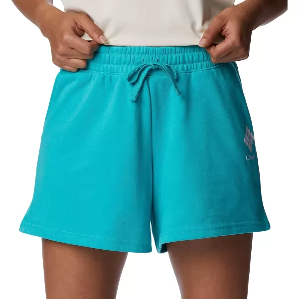 imageColumbia Womens Trek French Terry ShortBright AquaWhite Csc Stacked Logo