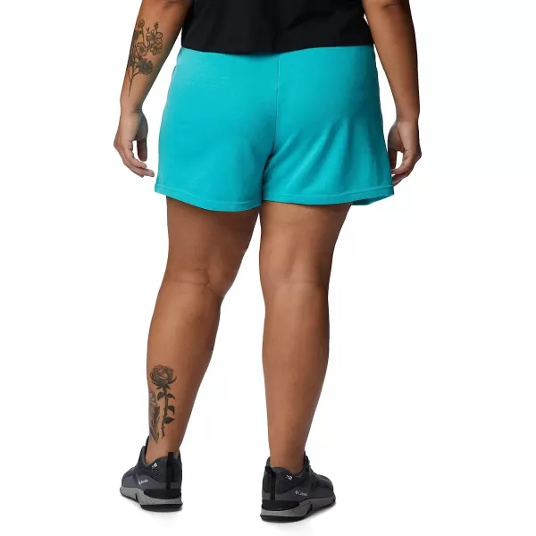 imageColumbia Womens Trek French Terry ShortBright AquaWhite Csc Stacked Logo