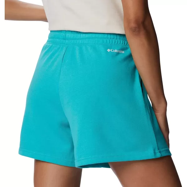 imageColumbia Womens Trek French Terry ShortBright AquaWhite Csc Stacked Logo