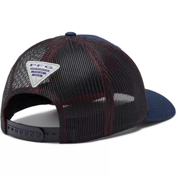imageColumbia unisexadult Pfg Fish Flag Mesh Snap BackCollegiate NavySunset Red