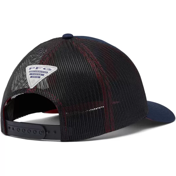 imageColumbia unisexadult Pfg Fish Flag Mesh Snap BackCollegiate NavySunset Red