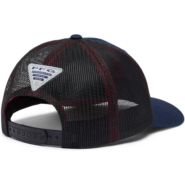 imageColumbia unisexadult Pfg Fish Flag Mesh Snap BackCollegiate NavySunset Red