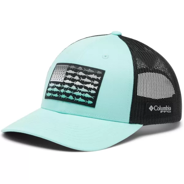 imageColumbia unisexadult Pfg Fish Flag Mesh Snap BackGulf Stream Black