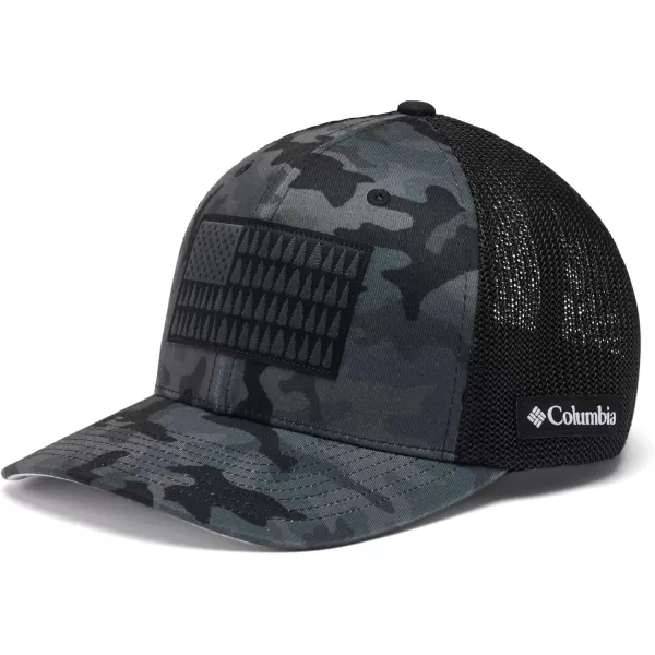 imageColumbia unisexadult Tree Flag Mesh Ball Cap  High CrownBlack Trad Camo