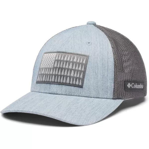 imageColumbia unisexadult Tree Flag Mesh Ball Cap  High CrownBluestone Heather