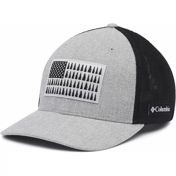 imageColumbia unisexadult Tree Flag Mesh Ball Cap  High CrownColumbia Grey HeatherBlack