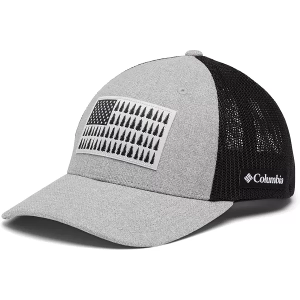 imageColumbia unisexadult Tree Flag Mesh Ball Cap  High CrownColumbia Grey HeatherBlack