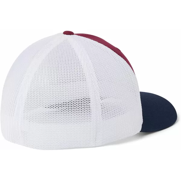 imageColumbia unisexadult Tree Flag Mesh Ball Cap  High CrownRed JasperWhiteCollegiate Navy