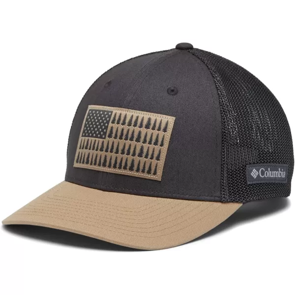 imageColumbia unisexadult Tree Flag Mesh Ball Cap  High CrownSharkBritish Tan