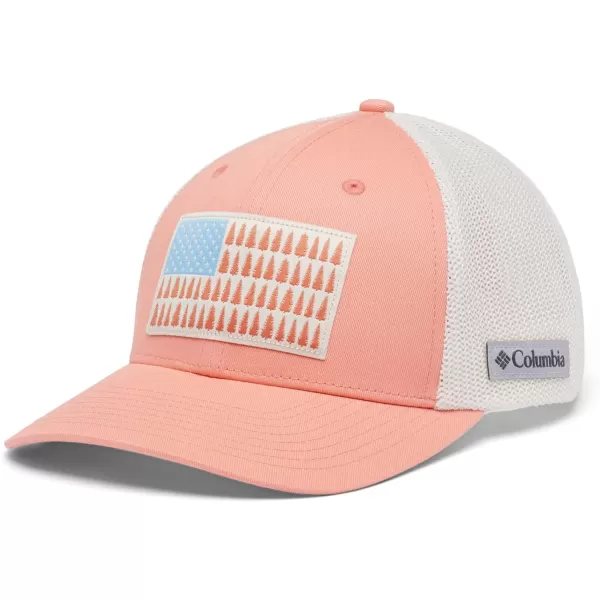 imageColumbia unisexadult Tree Flag Mesh Ball Cap  High CrownSummer PeachChalk