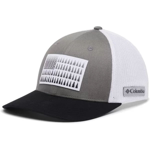 imageColumbia unisexadult Tree Flag Mesh Ball Cap  High CrownTitanium White Black