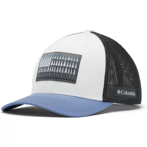 imageColumbia unisexadult Tree Flag Mesh Ball Cap  High CrownWhiteSharkBluestone