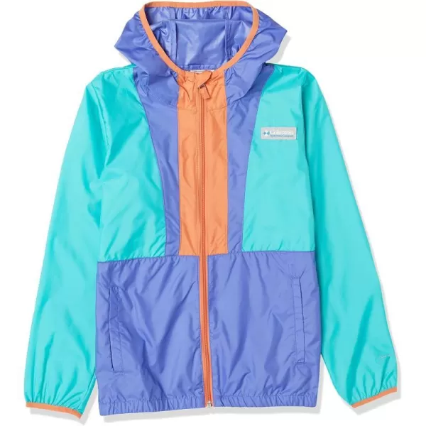 imageColumbia Boys Back Bowl Hooded WindbreakerBright AquaPurple LotusDesert Orange