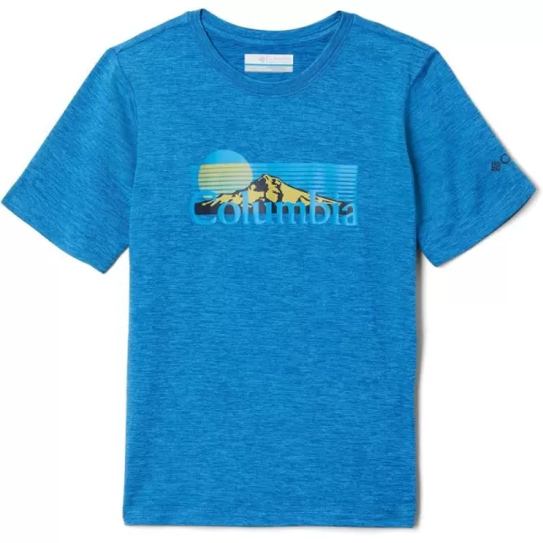 imageColumbia Boys Mount Echo Short Sleeve Graphic ShirtBright Indigo HeatherInverted Moonrise