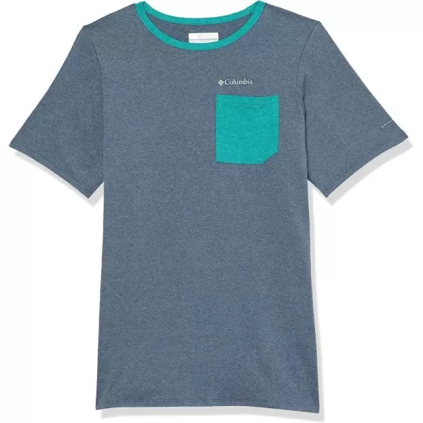 imageColumbia Boys Tech Trail Short Sleeve TeeDark Mountain HeatherBright Aqua Heather