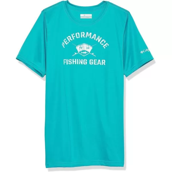 imageColumbia Boys Terminal Tackle PFG First on Water Short SleeveOcean TealHull Mark Marlin Graphic