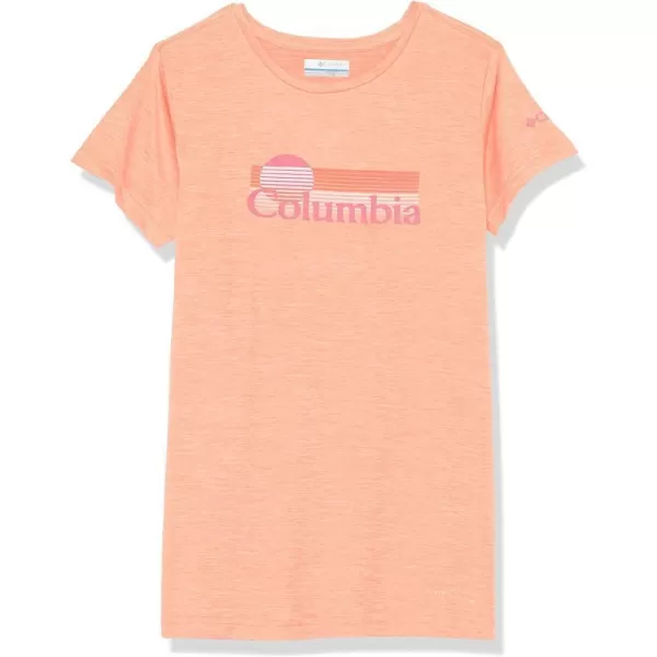 imageColumbia Girls Mission Peak Short Sleeve Graphic ShirtPeach HeatherInverted Stripes Graphic