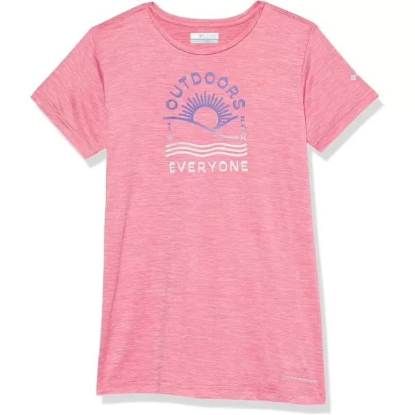 imageColumbia Girls Mission Peak Short Sleeve Graphic ShirtWild Geranium HeatherOutdoors Everyone