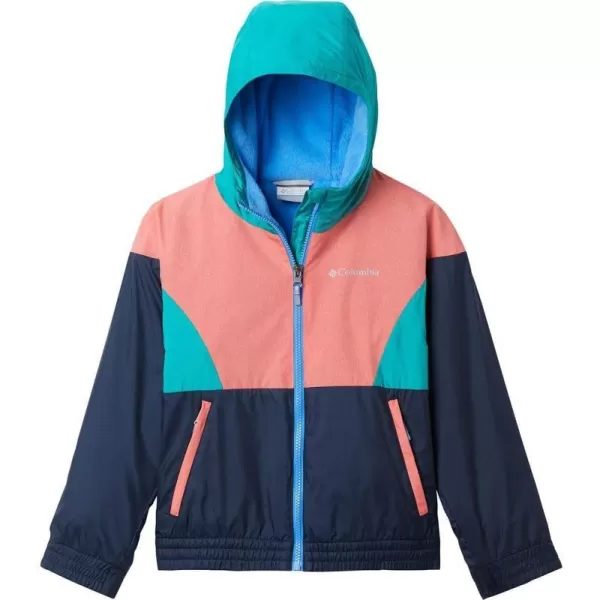 imageColumbia Girls Side Hill Lined WindbreakerCollegiate Navy  Salmon  Tropic Water