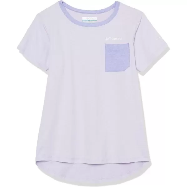 imageColumbia Girls Tech Trail Short Sleeve TeeMorning Mist HeatherPaisley Purple Heather