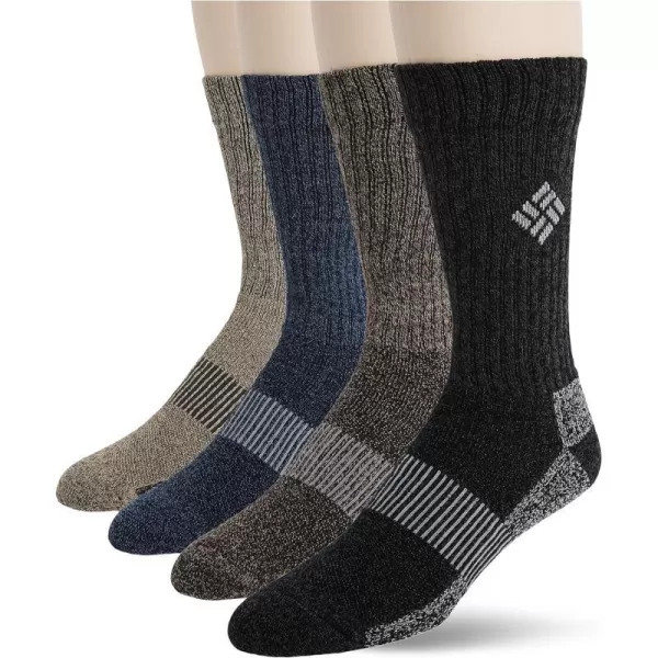 imageColumbia Mens 4 Pack Moisture Control Crew SocksBlackBrownNavyKhaki