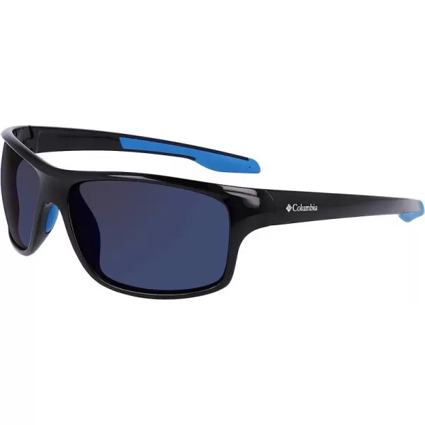 imageColumbia Mens Burr Rectangular SunglassesShiny Black amp BlueBlue Mirror