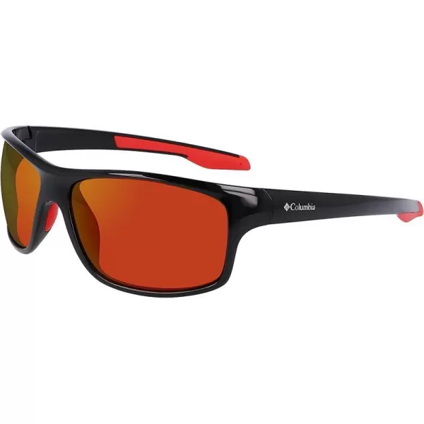 imageColumbia Mens Burr Rectangular SunglassesShiny Black amp RedOrange Revo
