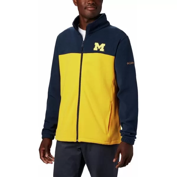 imageColumbia Mens CLG Flanker Iii Fleece JacketMichigan Wolverines Um  Collegiate Navy Collegiate Yellow