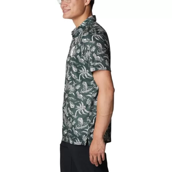 imageColumbia Mens Collegiate Super Terminal Tackle PoloMs  Spruce Dorado Isle Print