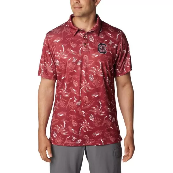 imageColumbia Mens Collegiate Super Terminal Tackle PoloSc  Beet Dorado Isle Print
