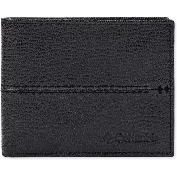 imageColumbia Mens Everyday Bifold WalletMultiple Card Slots Id WindowBlack Center Stitch