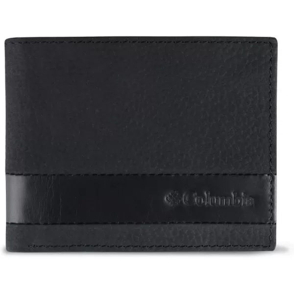 imageColumbia Mens Everyday Bifold WalletMultiple Card Slots Id WindowBlack Emboss