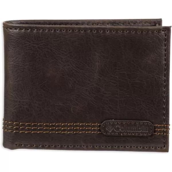 imageColumbia Mens Everyday Bifold WalletMultiple Card Slots Id WindowBrown Logo