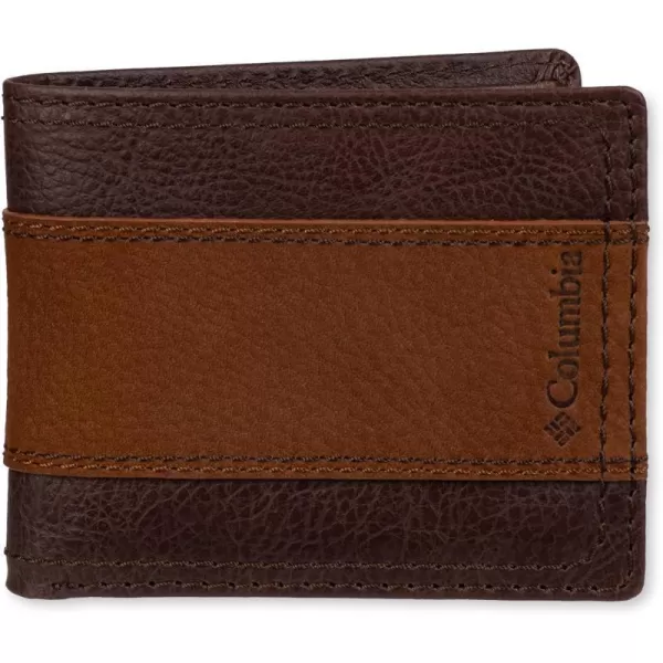 imageColumbia Mens Everyday Bifold WalletMultiple Card Slots Id WindowBrown Two Tone