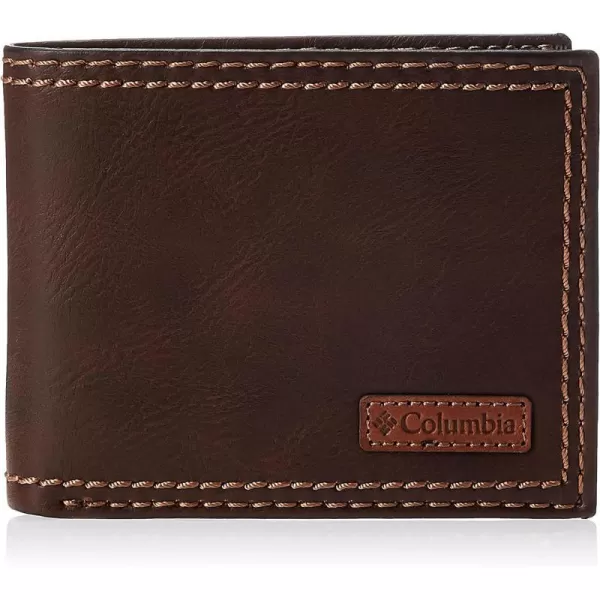 imageColumbia Mens Everyday Bifold WalletMultiple Card Slots Id WindowDark Tan